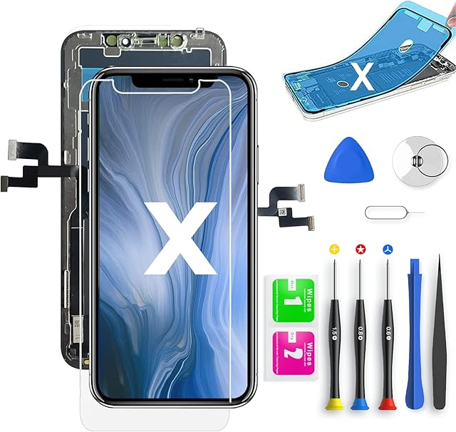 QTlier for iPhone X Screen 5.8 inch, LCD Kit Assembly with 3D Touch+Screen Protector+Waterproof Glue+ Tools Kit (Black)
