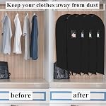 Tebery 5 Pack housses de sac respirant avec fenêtre claire, sac à costume noir/dress