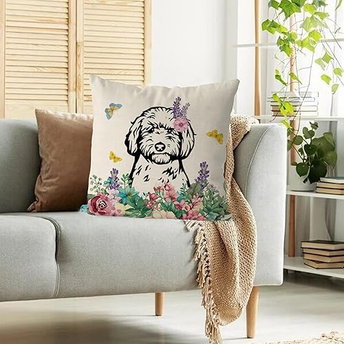 Miniatura 4 de Fundas de almohada de primavera de 18 x 18 pulgadas, funda de almohada con diseño de garabatos dorados, decoración de primavera para sofá de