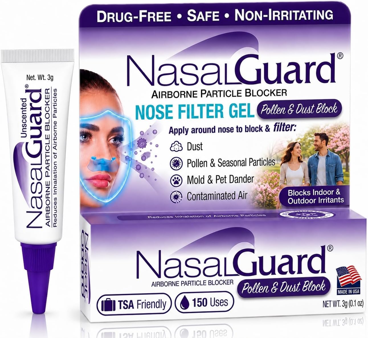 Cold&Flu Gel Year-Round Solution for Blocking Allergens and Cold Flu Symptoms (Unscented) - Drug-Free and Proven Safe - Over 150 Applications Per Tube