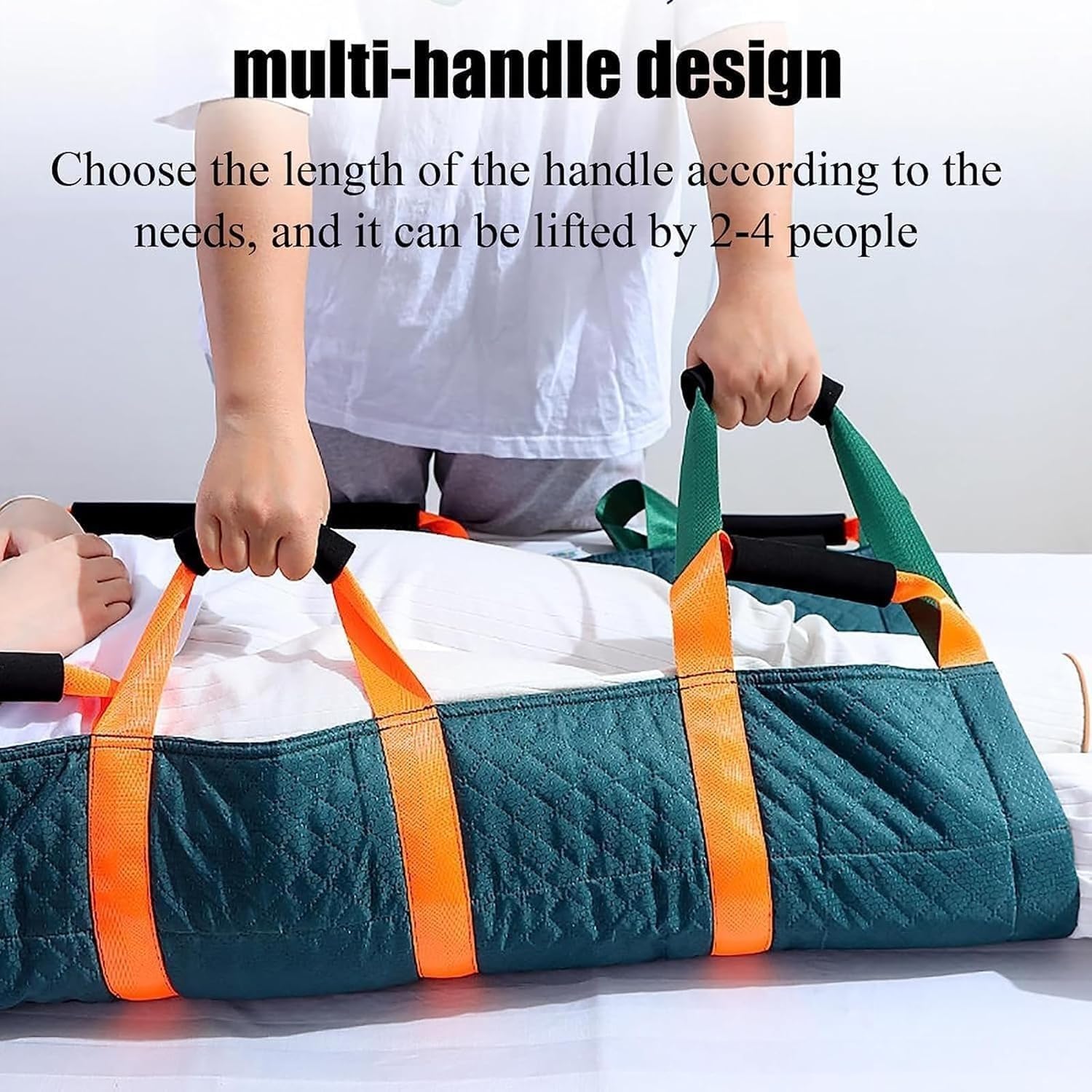 Almohadilla de cama de transferencia de posicionamiento, tabla de transferencia de pacientes con diseño de 12 asas, reutilizable y lavable, 3 capas de tela Oxford en relieve/guantes de