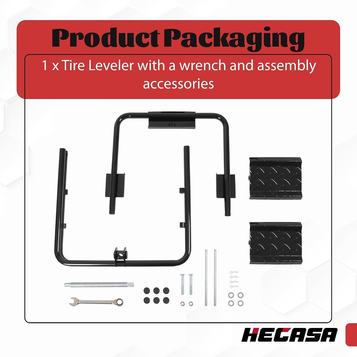 HECASA Light Trailer Tire Leveler with Ratchet Wrench for Light RV Trailers Camper Easy Leveling w/o Ramps or Blocks 3000-3500 LBS RV Leveler Fits Most 13" 14" 15" Wheels with Up to 28" Tire Diameter