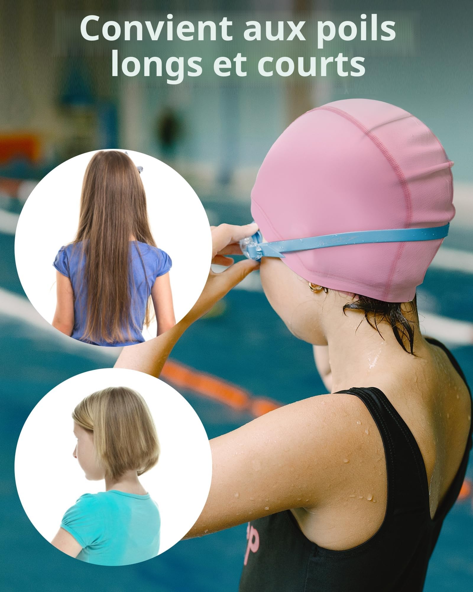 Bonnet de Bain Enfant Tissu (4-10 Ans) : Confortable, Élastique et Durable pour Les Jeunes Nageurs