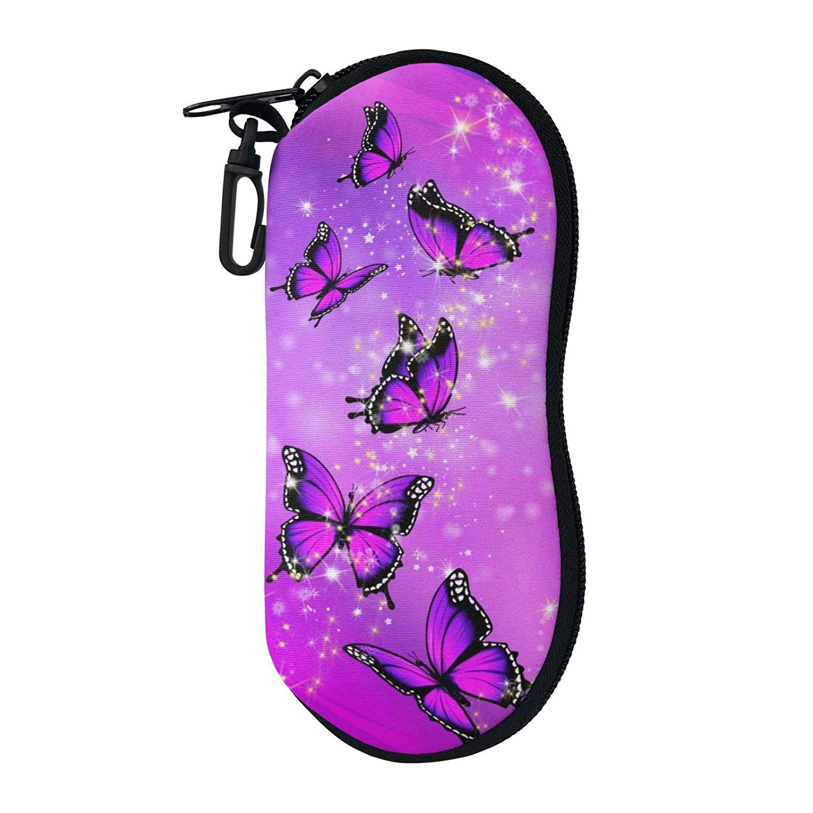 SEANATIVE Purple Butterfly Eyeglasses Case Women Spectacle Box Pouch Crushproof Hard Case Sunglasses Sleeve Storage Bag Durable
