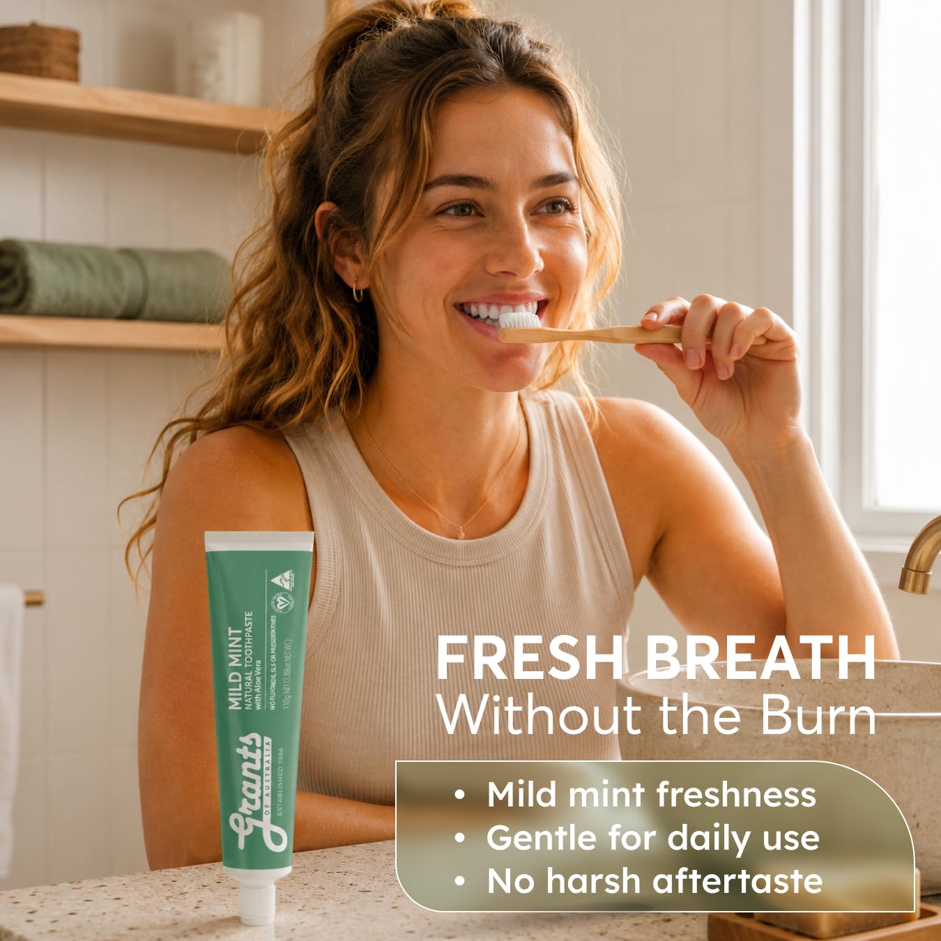 Mild Mint Natural Toothpaste with Aloe Vera - 110g image 3