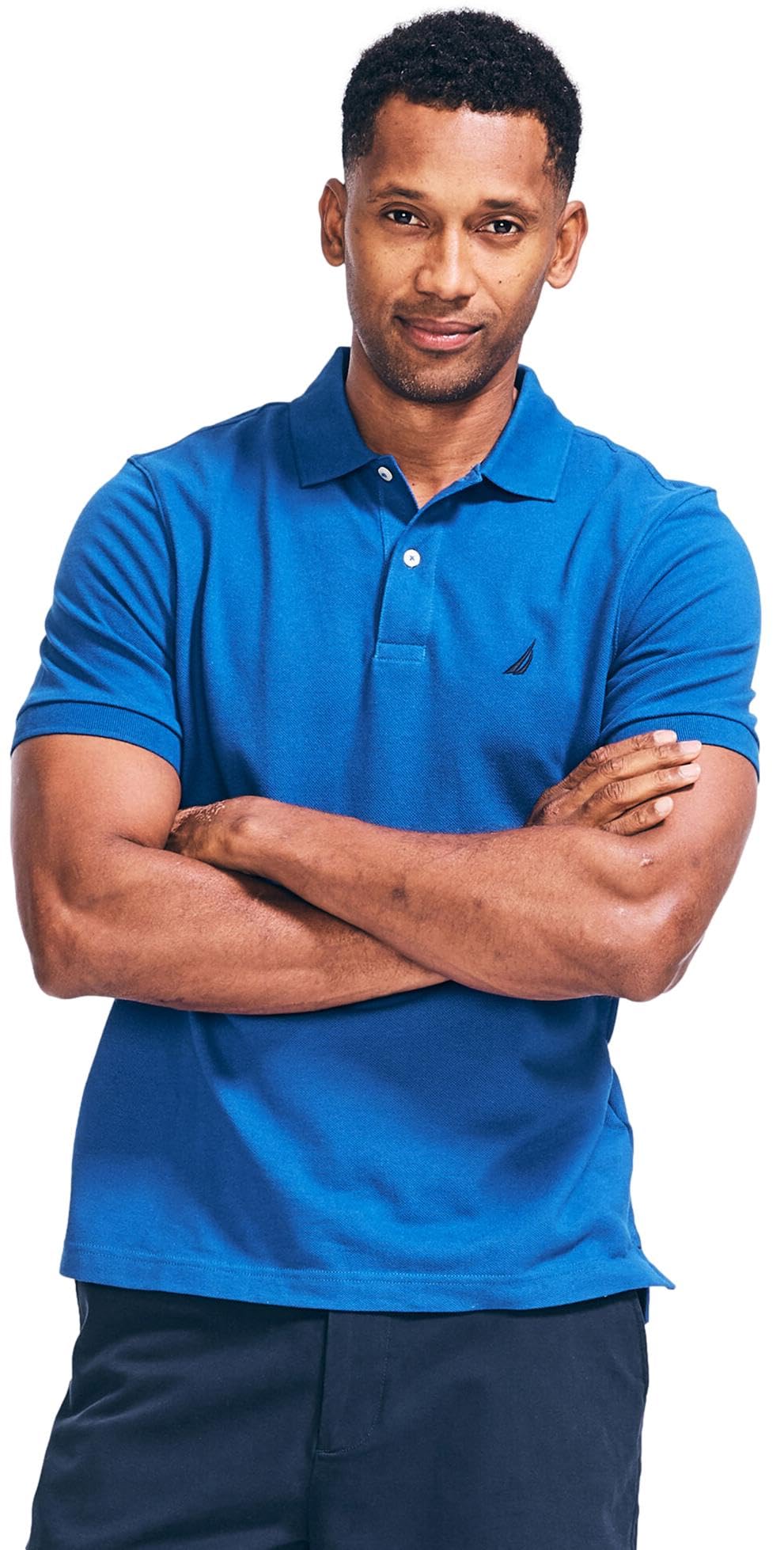 Nautica Men's Bright Cobalt Classic Fit Short Sleeve Solid Soft Cotton Polo Shirt, Xxl