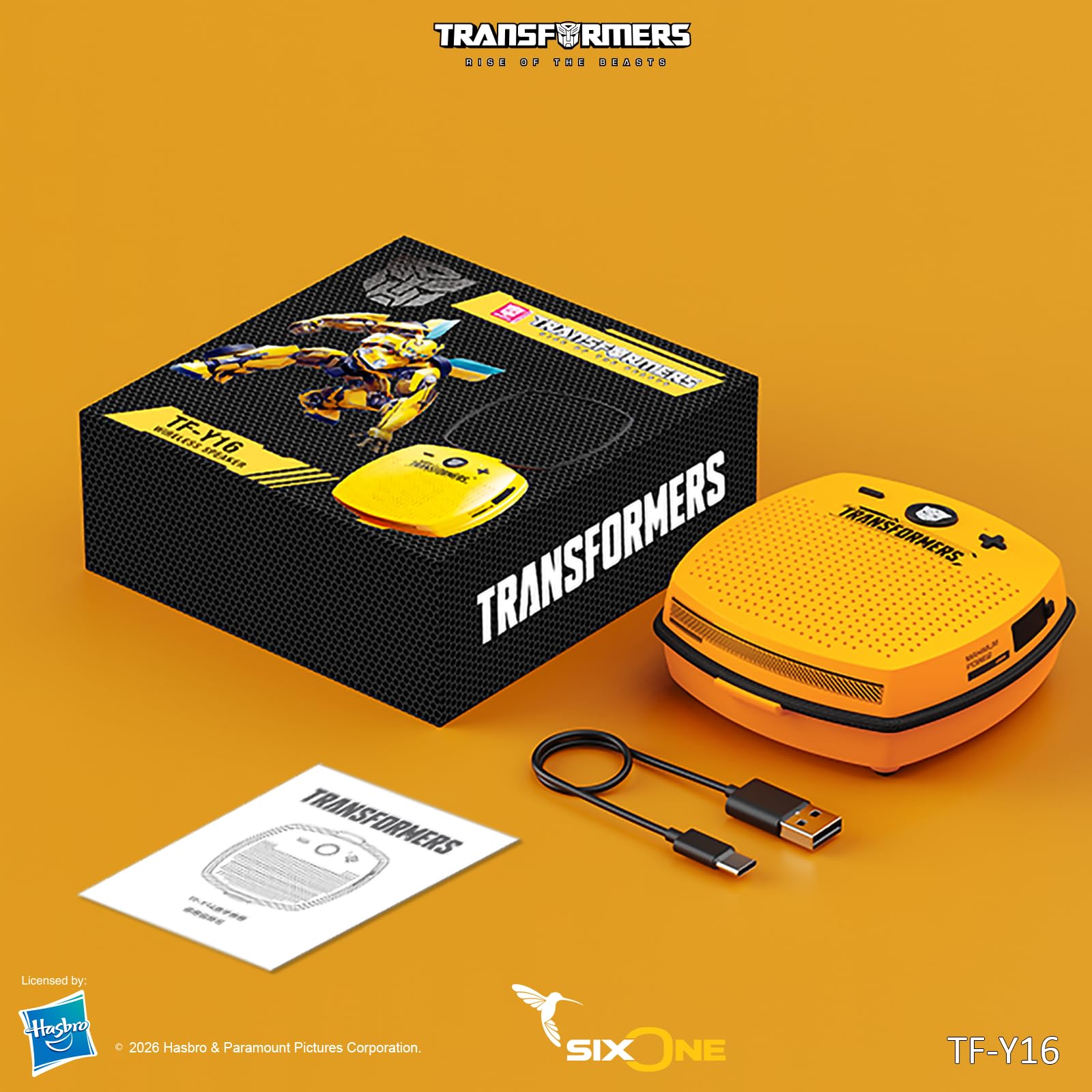Transformers TF-Y16 FlexCube Design Altoparlante Bluetooth 45mm 4.3W Altoparlante wireless TWS portatile Impermeabile IPX5, accoppiamento stereo TWS, microfono incorporato, 800mAh, viaggi, campeggio e