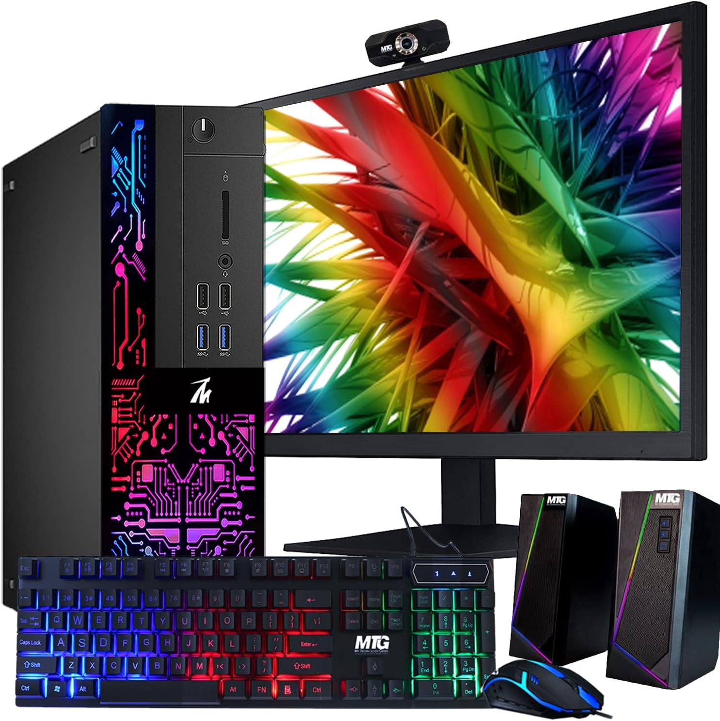 TechMagnet Computer Desktop PC, Intel Core i3-6100, Siwa 6, 8GB RAM, 120GB SSD (Fast Boot), 500GB HDD, New MTG 22 inch Monitor, Web Cam, RGB Speakers Keyboard Mouse, Windows 11 (Renewed)