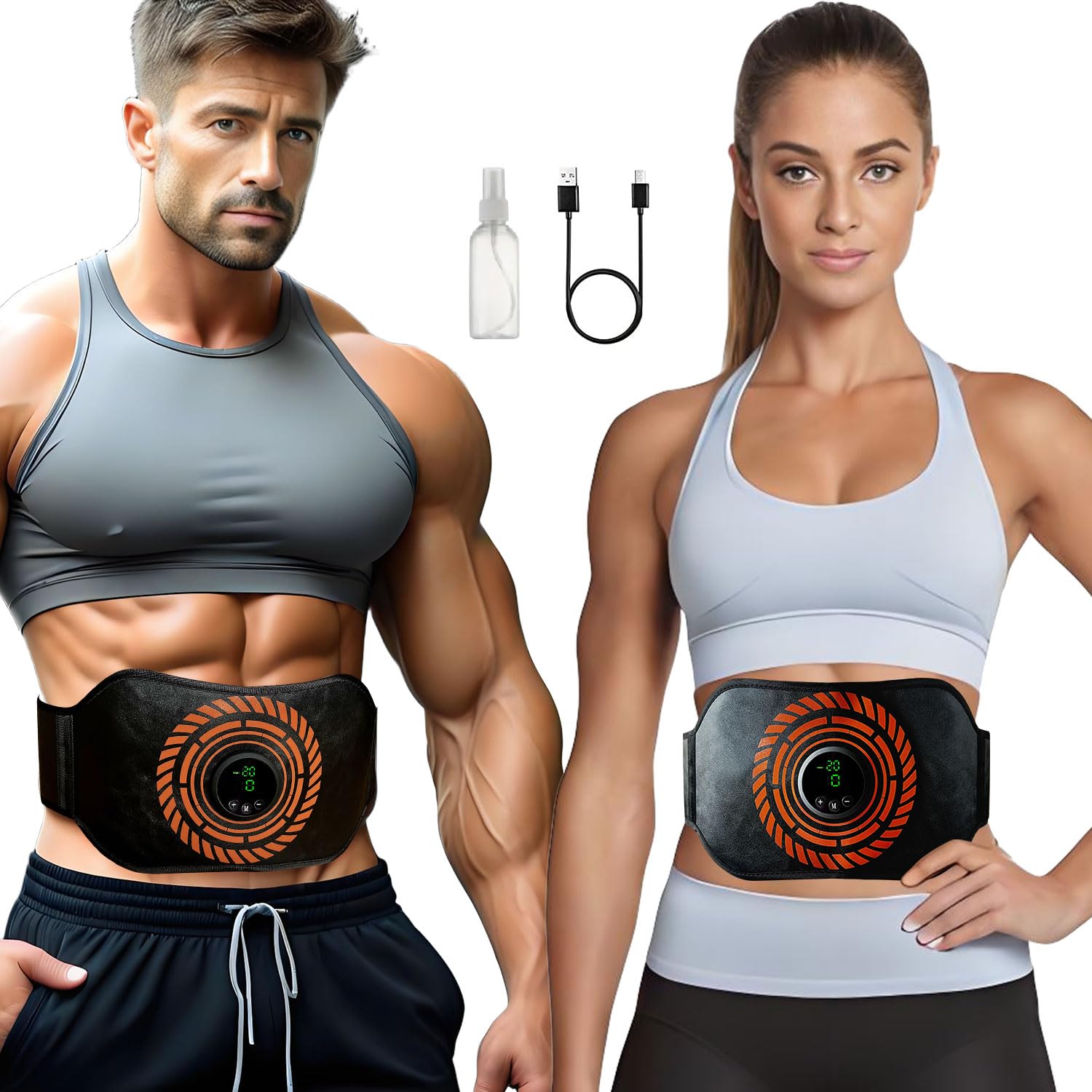 LEMENG Elettrostimolatore per Addominali, Elettrostimolatore Muscolare, EMS Stimolatore Muscolare,USB Ricaricabile ABS Trainer/Toner per Addome/Braccio/Gambe/Waist/Glutei Home Gym-Uomo/Donna