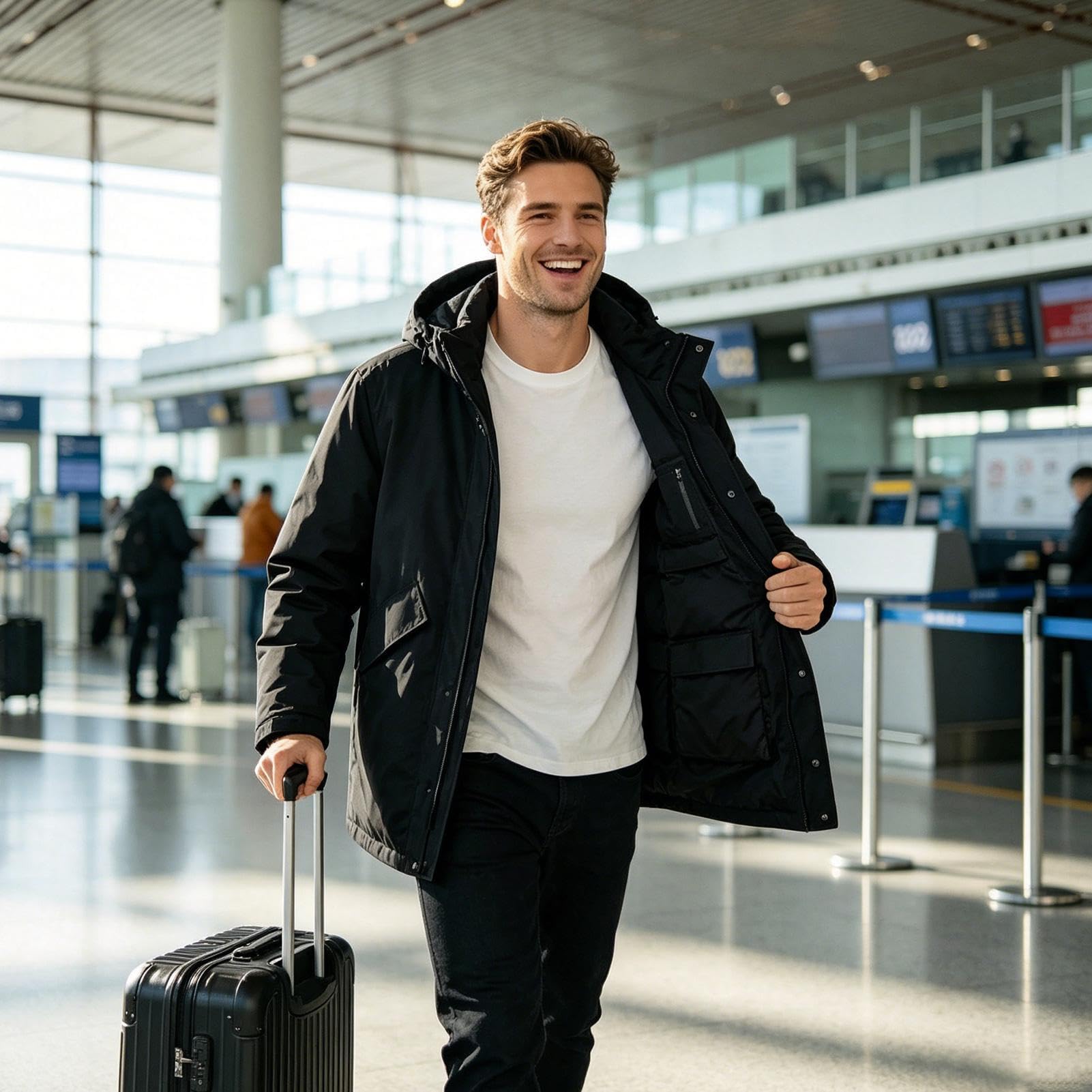 Genérico Travel Jacket With Hidden Pockets, 16 Pockets Zipper The Packable Travel Jacket Coat | Lightweight Coat For 14lbs Clothes Airplane Camping