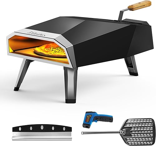 Miniatura 7 de Horno de pizza de gas propano para exteriores, horno de pizza de campamento de 12 pulgadas con regulador de gas para cocinar pizza en 80 segundos