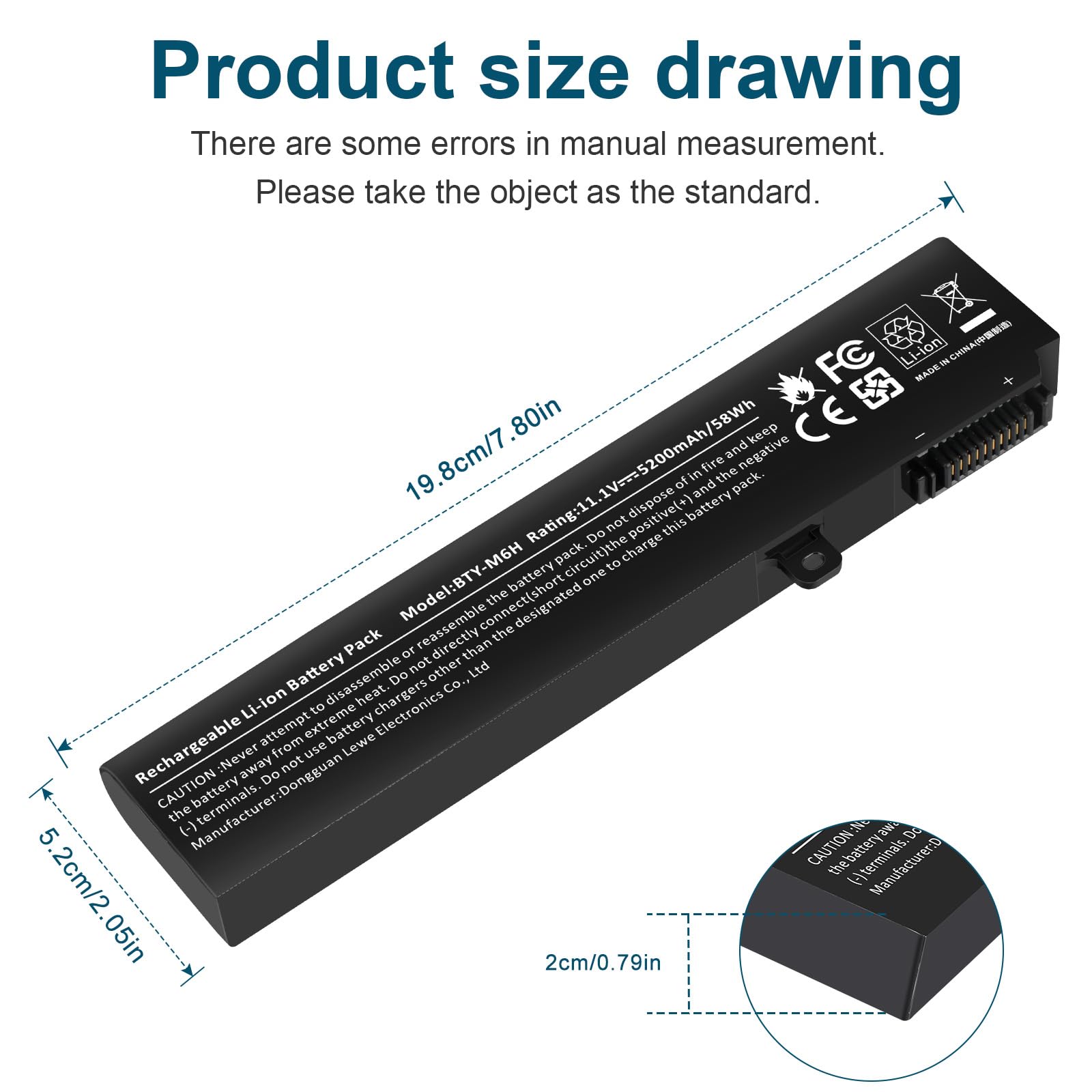 ASUNCELL 11.1V/5200mAh BTY-M6H Batería para portátil MSI GE62 GE62VR GE62MVR GE63 GE72 GE72VR GE72MVR GP62VR GP62MVR GP72 GP72VR BTY-M6H 3ICR19/65-2 3ICR19/66-2 MS-16J1 MS-16J2
