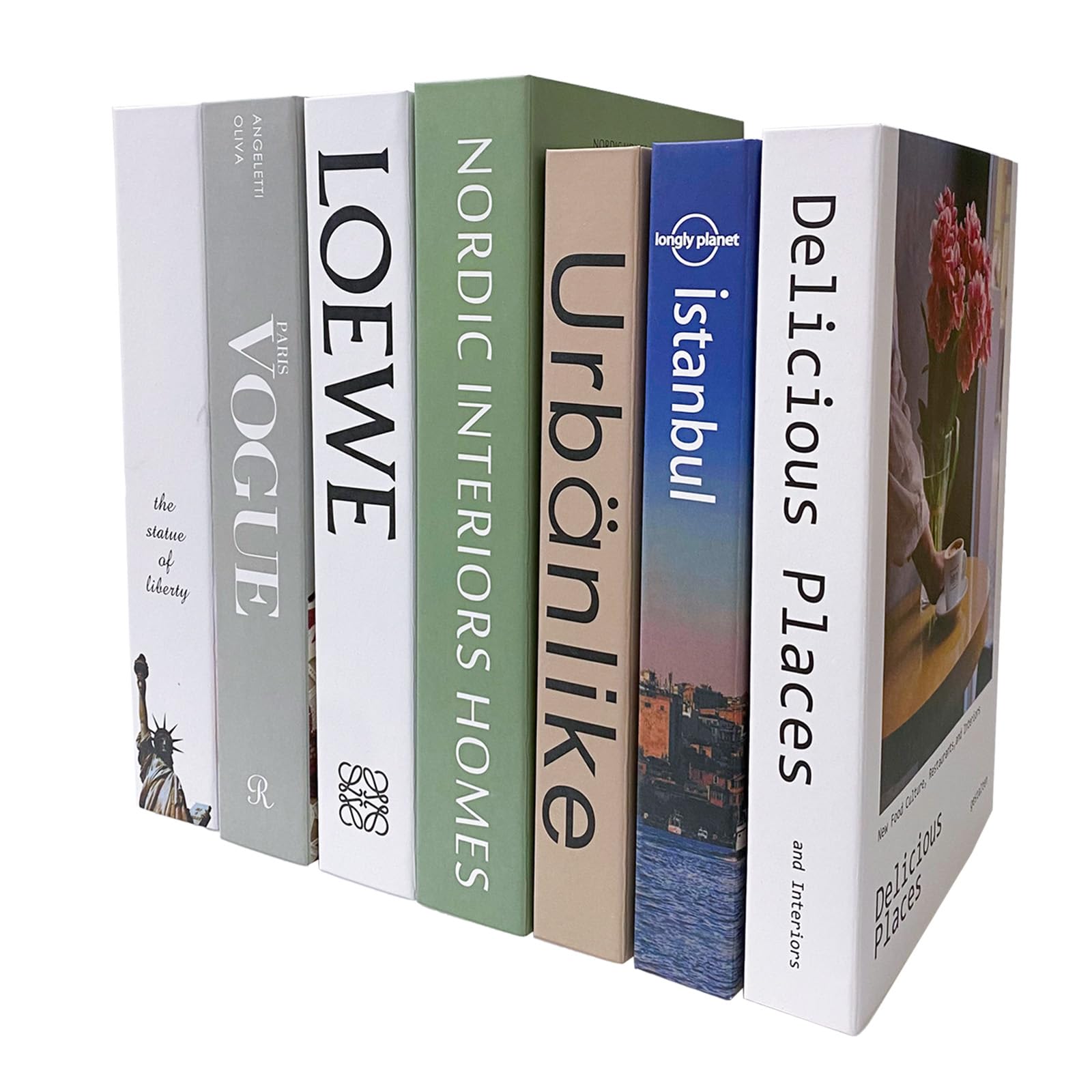 ENGYAS 7 Pcs Fake Books for Decoration,Designer Luxury Modern Fake Decorative Books for Home Decor,Bookshelf Living Room Fashion Decorative Entry Coffee Table Stacked Books Decor(7 Pcs)