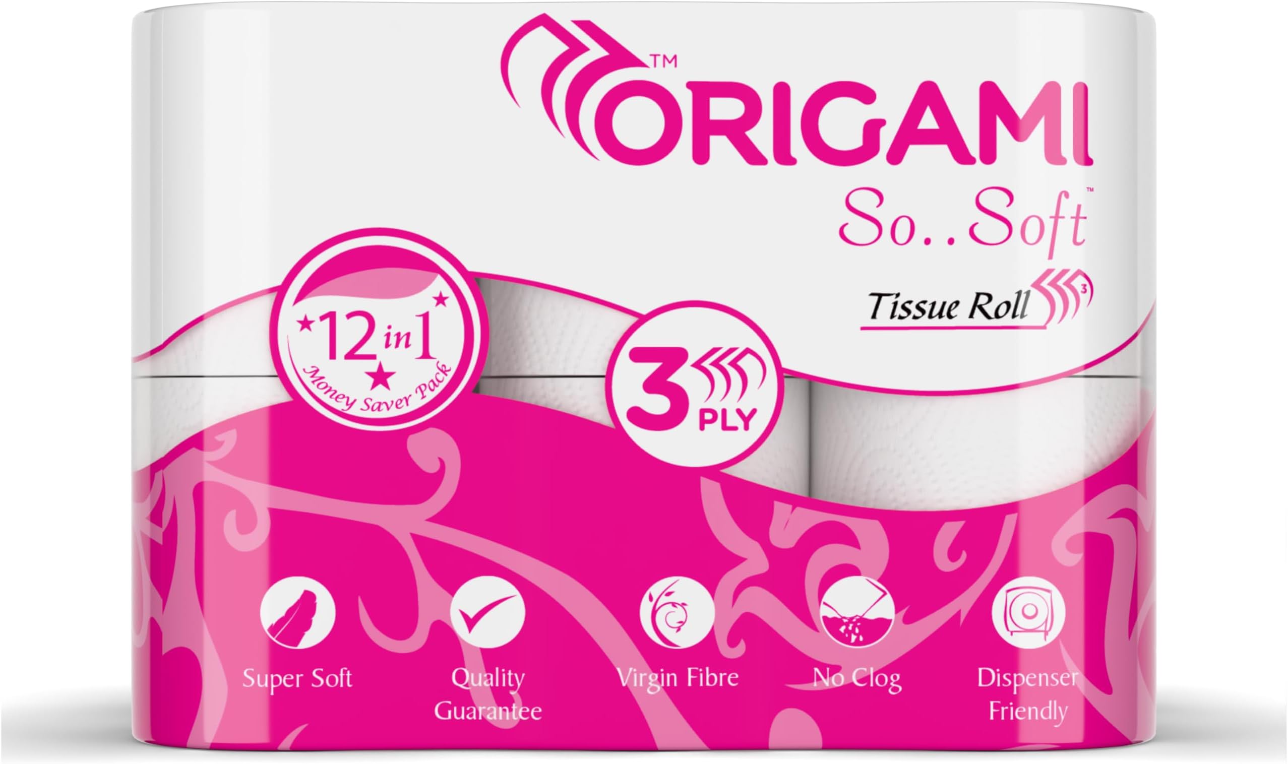 Origami So Soft 3 Ply 12 in 1 Toilet Tissue Paper | Ultra Absorbent with No Clog & Easy Flush Feature | Gentle on Skin (160 Pulls Total 1920 Sheets)