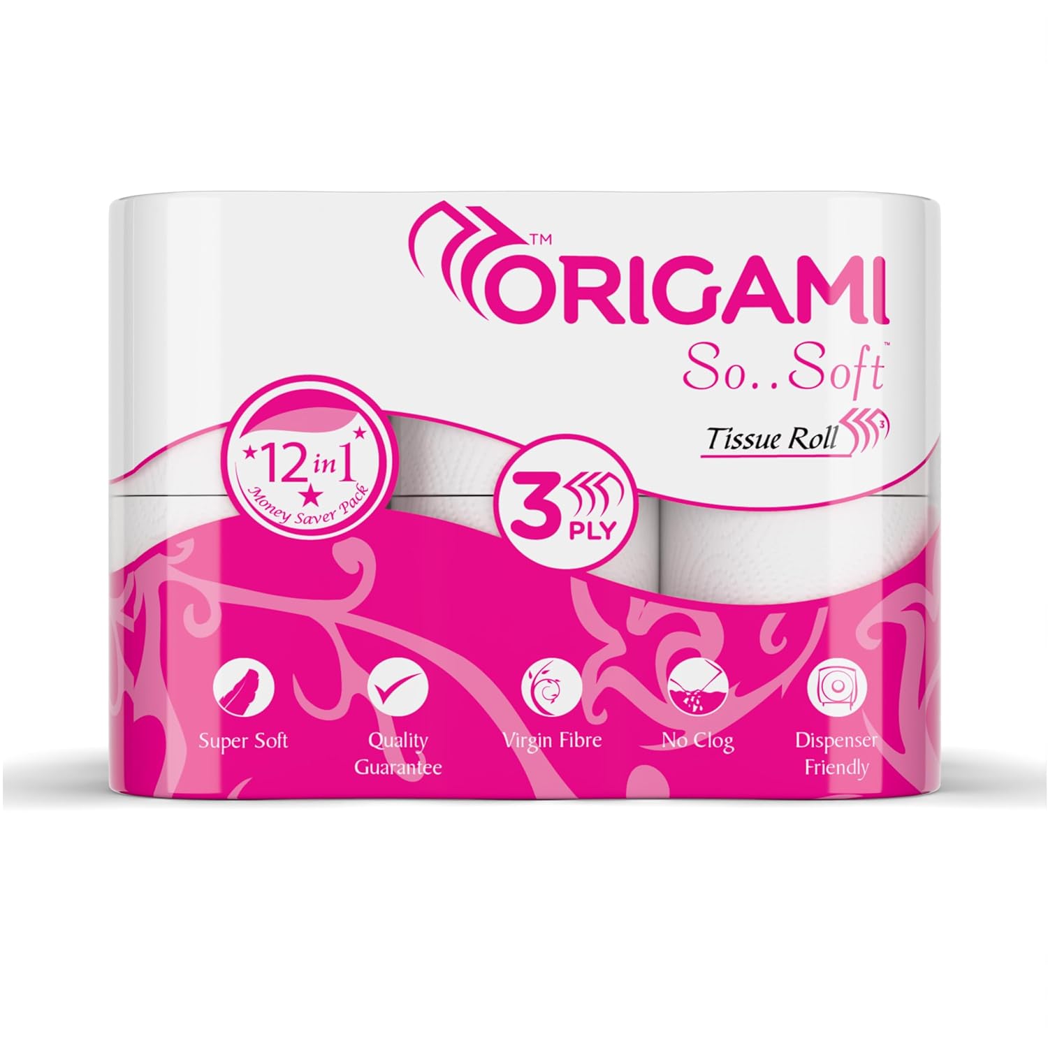 Origami So Soft Toilet Tissue Paper | 3 Ply | Pack of 12 | 160 Pulls Each