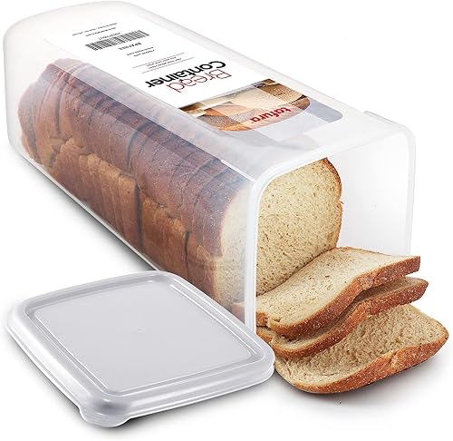 Tafura Recipiente para pan Contenedor de almacenamiento de pan Caja de pan de plástico Panera con tapa blanca Dispensador de pan para ahorrar