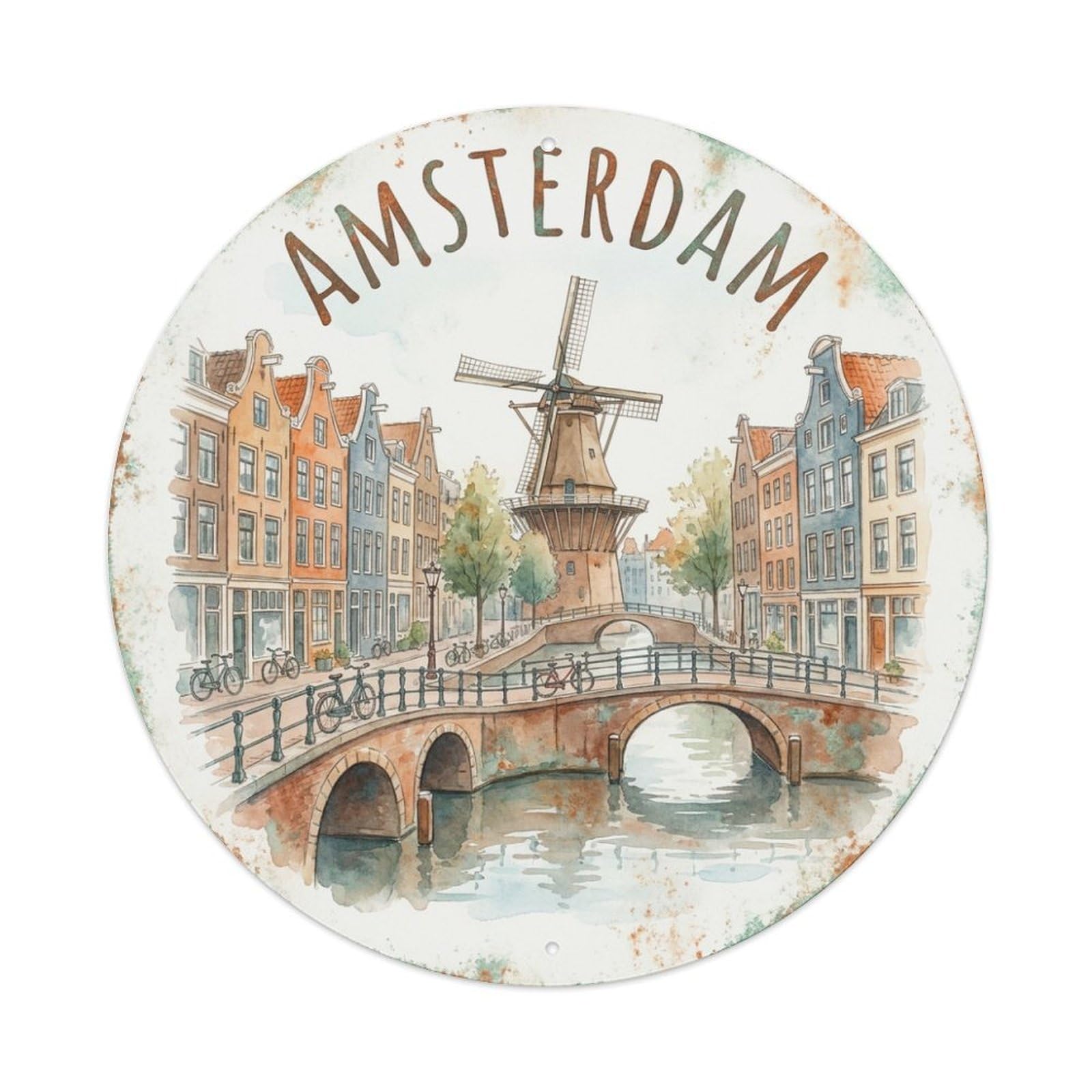 Vintage Travel Netherlands Amsterdam Metal Tin Sign
