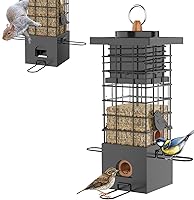 KRUOO Metal Squirrel Proof Bird Feeder - Hanging Outdoor Wild Bird Feeder, 2.5 lb Capacity, Weatherproof