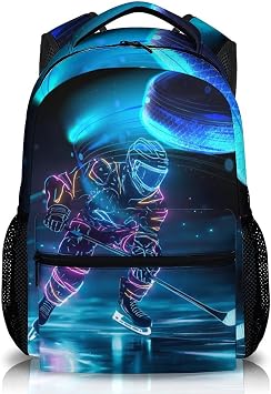 Kids Backpack for Boys Girls, Hockey Backpack, Gift for Kids Back to School, 17 Inch Large Capacity Student Bookbag for Travel Picnic Hiking