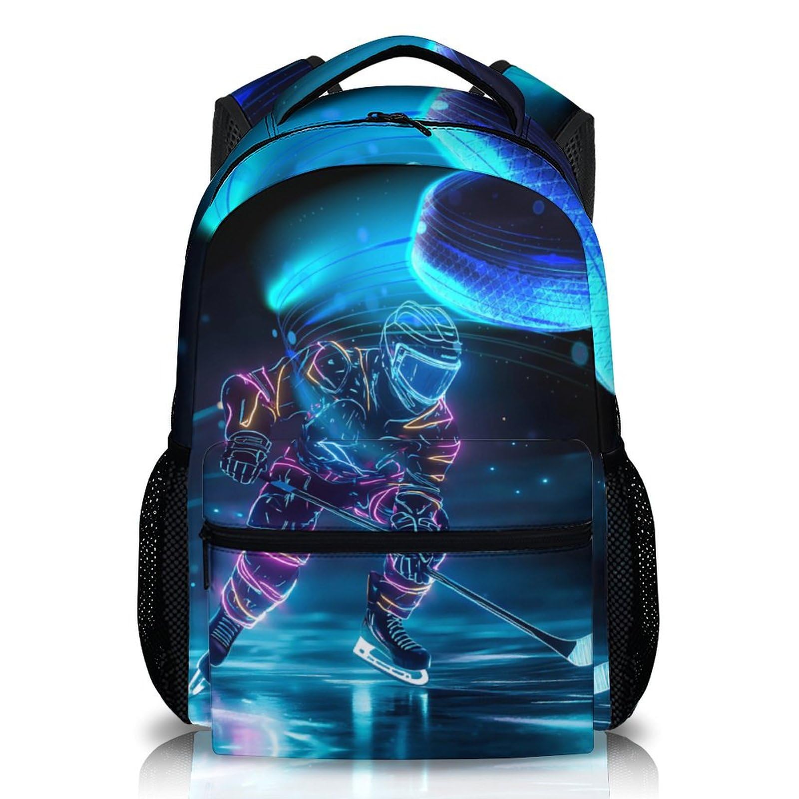 Wedinosaurnes Kids Backpack for Boys Girls, Hockey Backpack, Gift for Kids Back to School, 17 Inch Large Capacity Student Bookbag for Travel Picnic