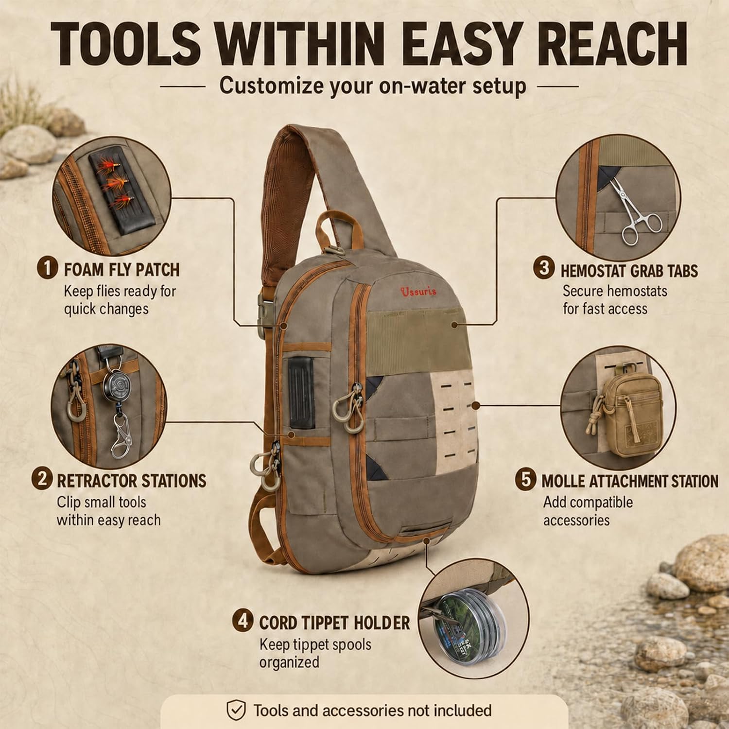 Fly Fishing Sling Pack for Wading, Trout and Bass Fishing image 3