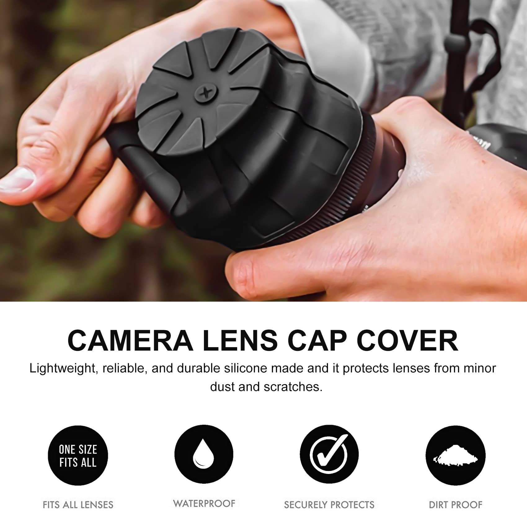 Lot de 3 cache-objectifs universels en silicone étanche pour objectifs d'appareil photo reflex numérique 65-90 mm