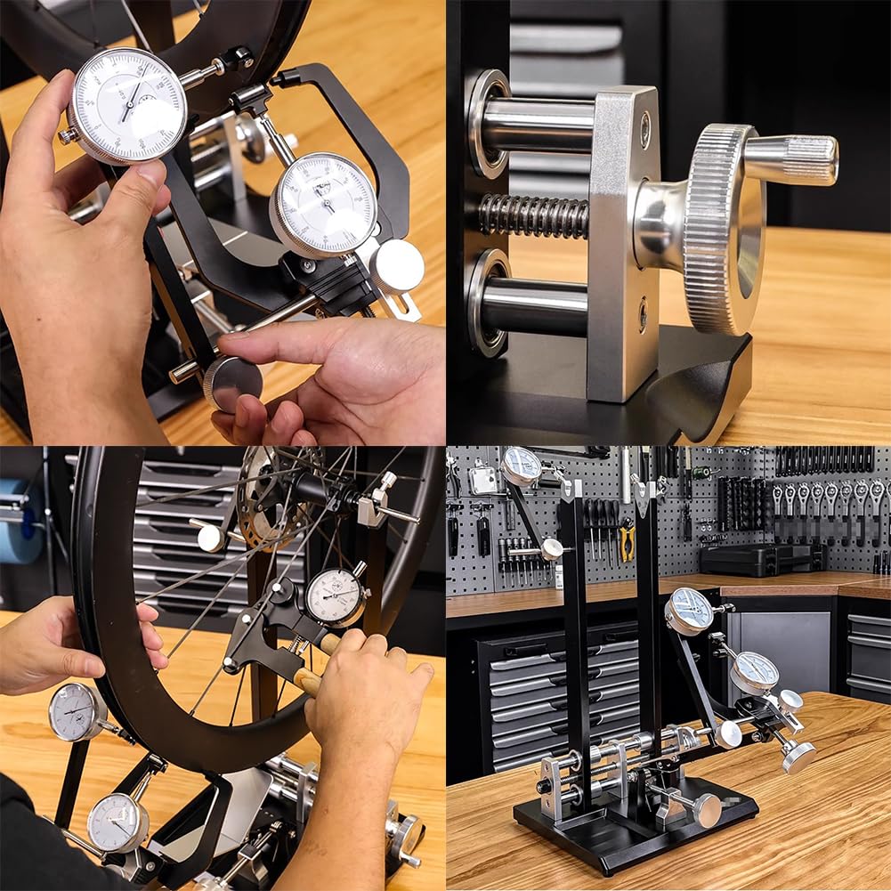 Estación De Calibración De Ruedas De Bicicleta Ajustable, Soporte De Calibración De Ruedas De Bicicleta De Montaña De Aleación De Aluminio, Adecuado para Ruedas De 12 A 29 Pulgadas