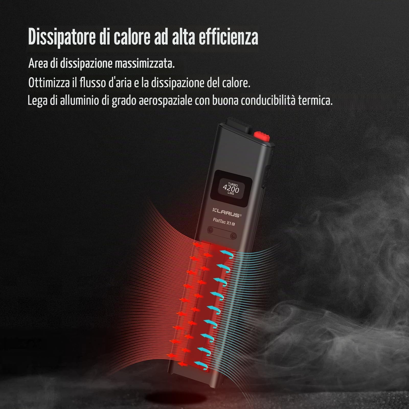 klarus FlatTac X1 Uitra Slim Tactical Torcia Flashlight, 4200 Lumen, Compact Flashlight with Double Switch, IPX6 Waterproof, Perfect for Outdoor Use, in Service and Emergency