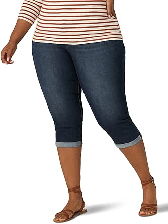 Lee Women's Plus Size Flex Motion Regular Fit 5 Pocket Capri Jean