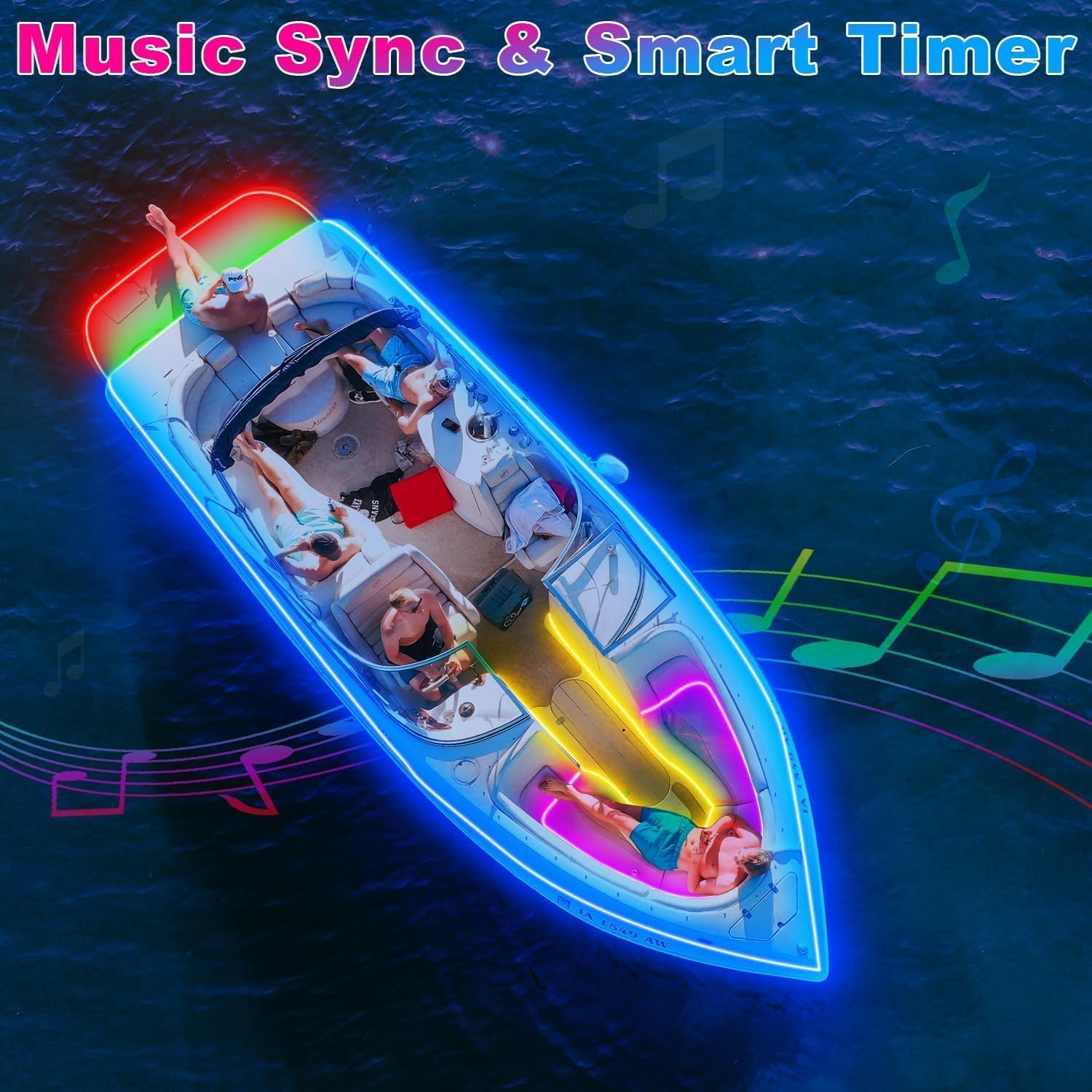 40FT Boat Lights LED Waterproof, Pontoon Boat Led Lights Strip, Marine Led Strip Light, Multicolor 12v RGB LED Strips Outdoor IP67, Night Fishing Lighting with APP & Remote for Bass Jon, RV, Kayak