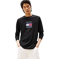 Tommy Hilfiger Uomo Maglietta Maniche Lunghe Linear Flag Graphic Regular Fit
