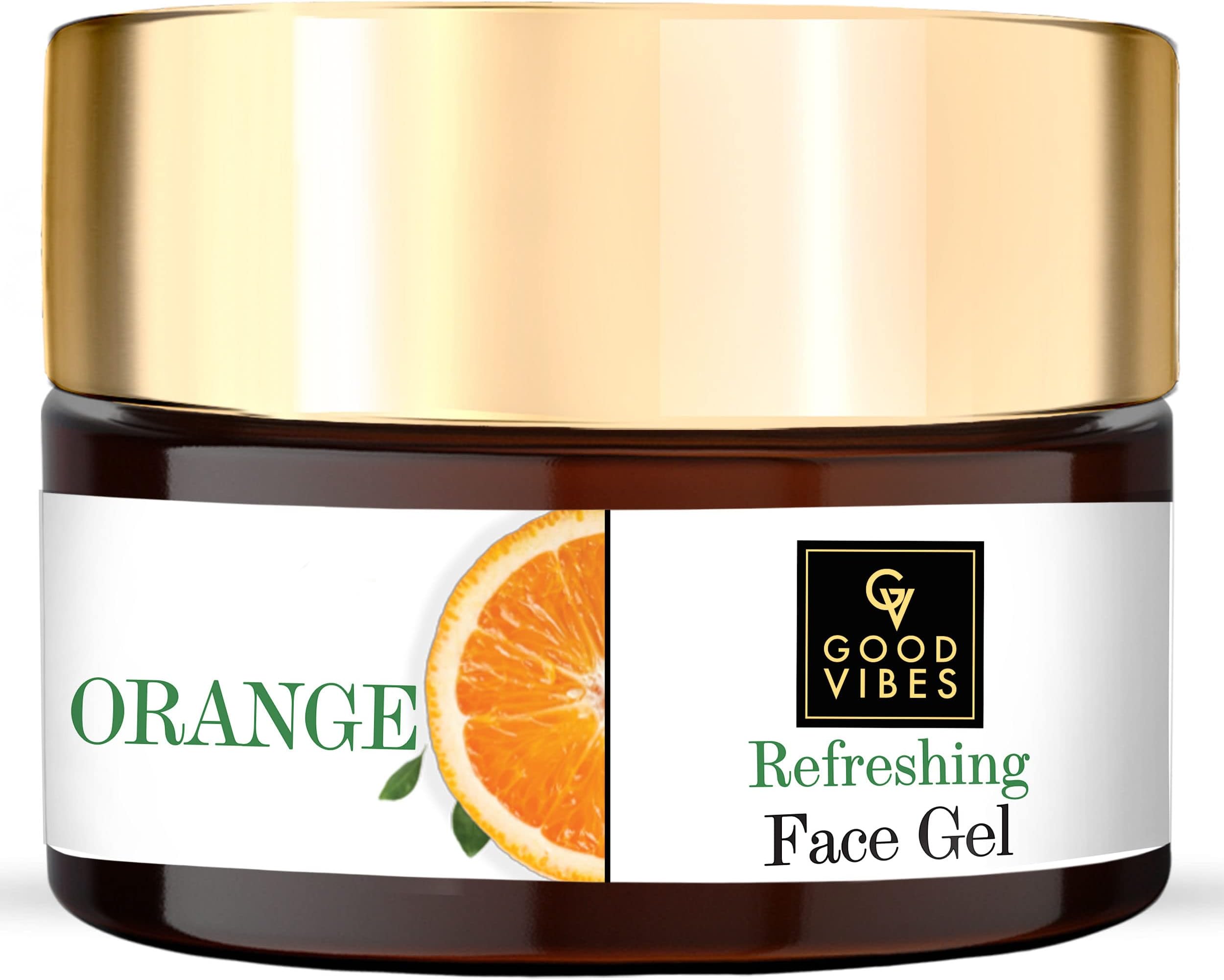 Good Vibes Orange Gel - 100 g - Oil-Control Hydrating Formula for Skin Brightening - Removes Acne, Wrinkles, Blackheads - Prevents Hair Loss - Cruelty Free