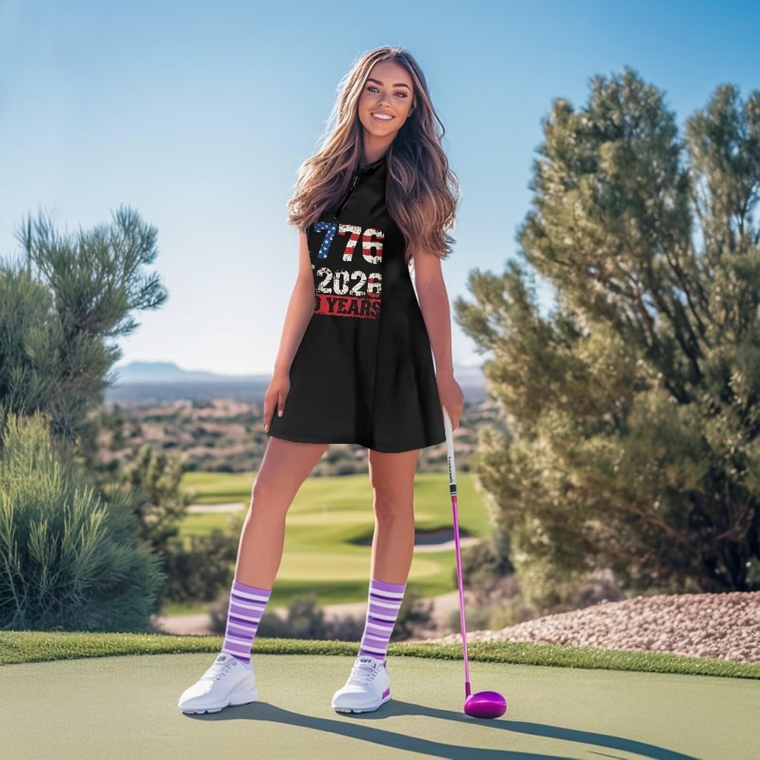 Womens Zipper Collared Tennis Dress Sleeveless Built in Shorts Golf Athletic Workout Exercise Dress with Pockets - Image 5