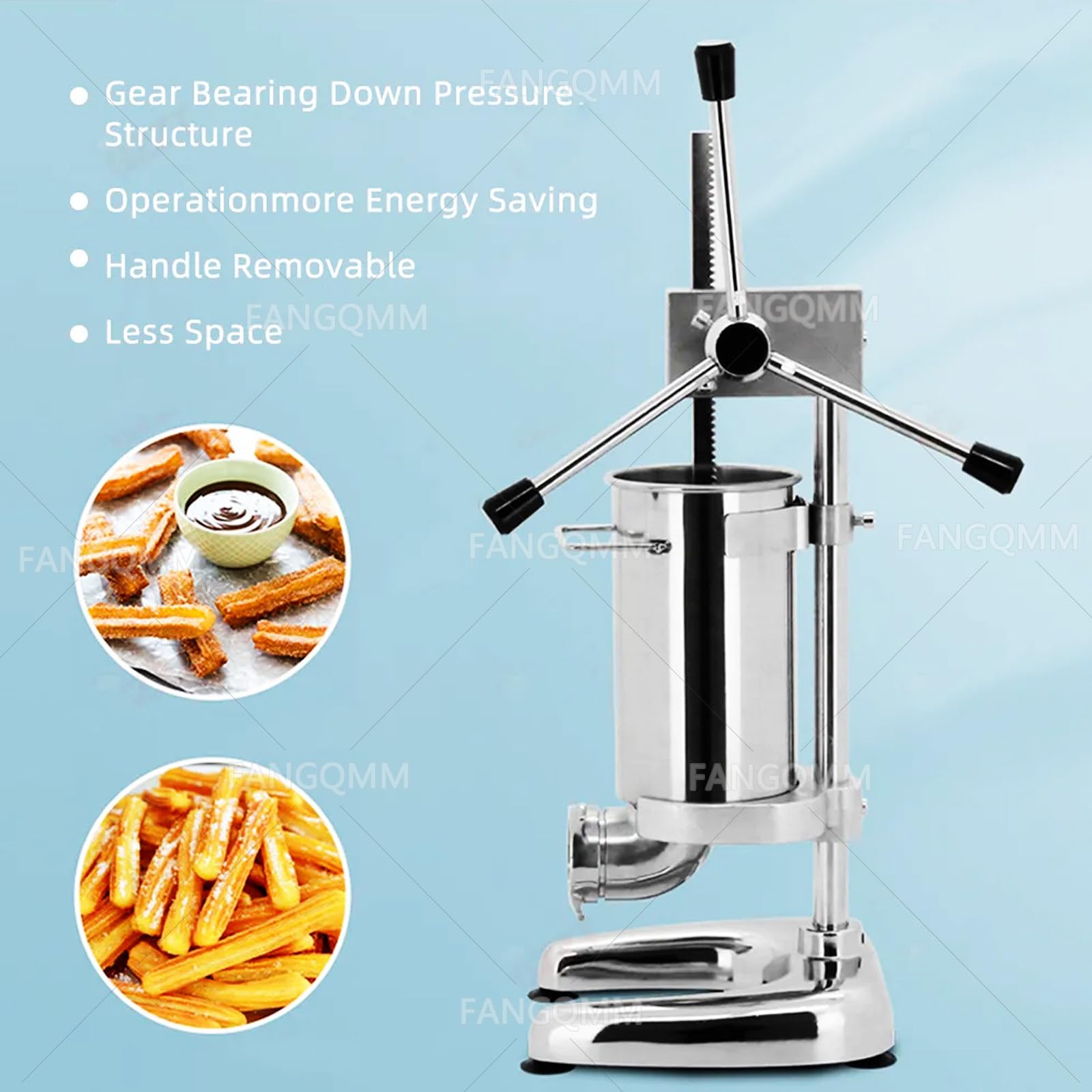 Máquina manual de acero inoxidable para churros y donas con relleno de mermelada, ideal para panaderías, tiendas de postres y uso doméstico
