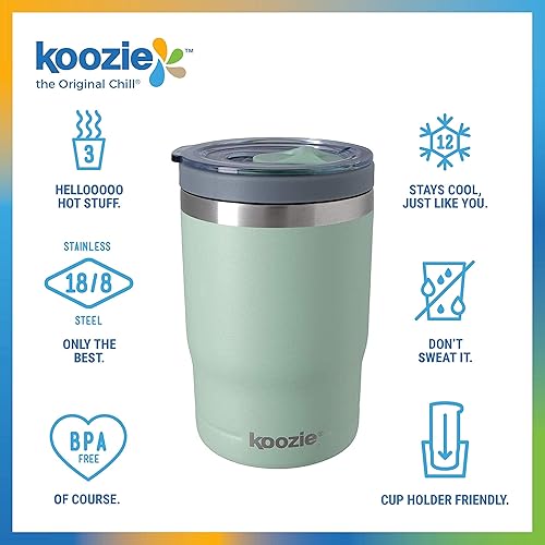 Miniatura 2 de KOOZIE Enfriador de latas triple 3 en 1 de acero inoxidable, botella o vaso con tapa para latas estándar de 12 onzas, aislamiento al vacío de doble