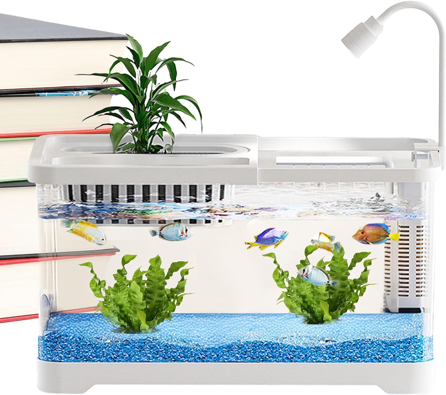 Kleines Aquarium – Betta Landschaftsaquarium Komplettset, klares Landschaftsbecken für Guppys, Schnecken, Schildkröten, Haustierliebhaber, Anfänger, Schreibtisch, Zuhause