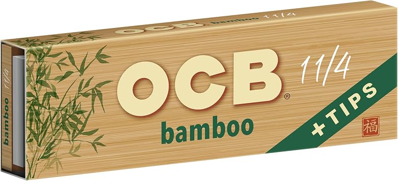 OCB - Bamboo 1 1/4Rolling Paper & Tips - 3 Booklets with 50 Leaves per Booklet