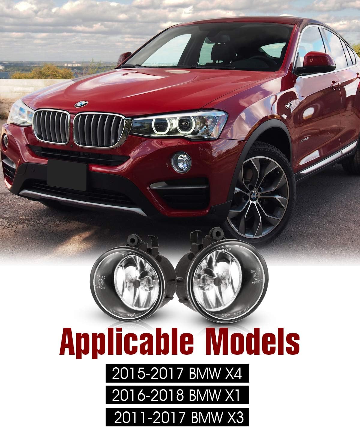 AUTOWIKI Fog Lights for 2015-2017 BMW X4, 2016-2018 BMW X1, 2011-2017 BMW X3 Fog Light Assembly 2PCS OEM Replacement Fog Lamps