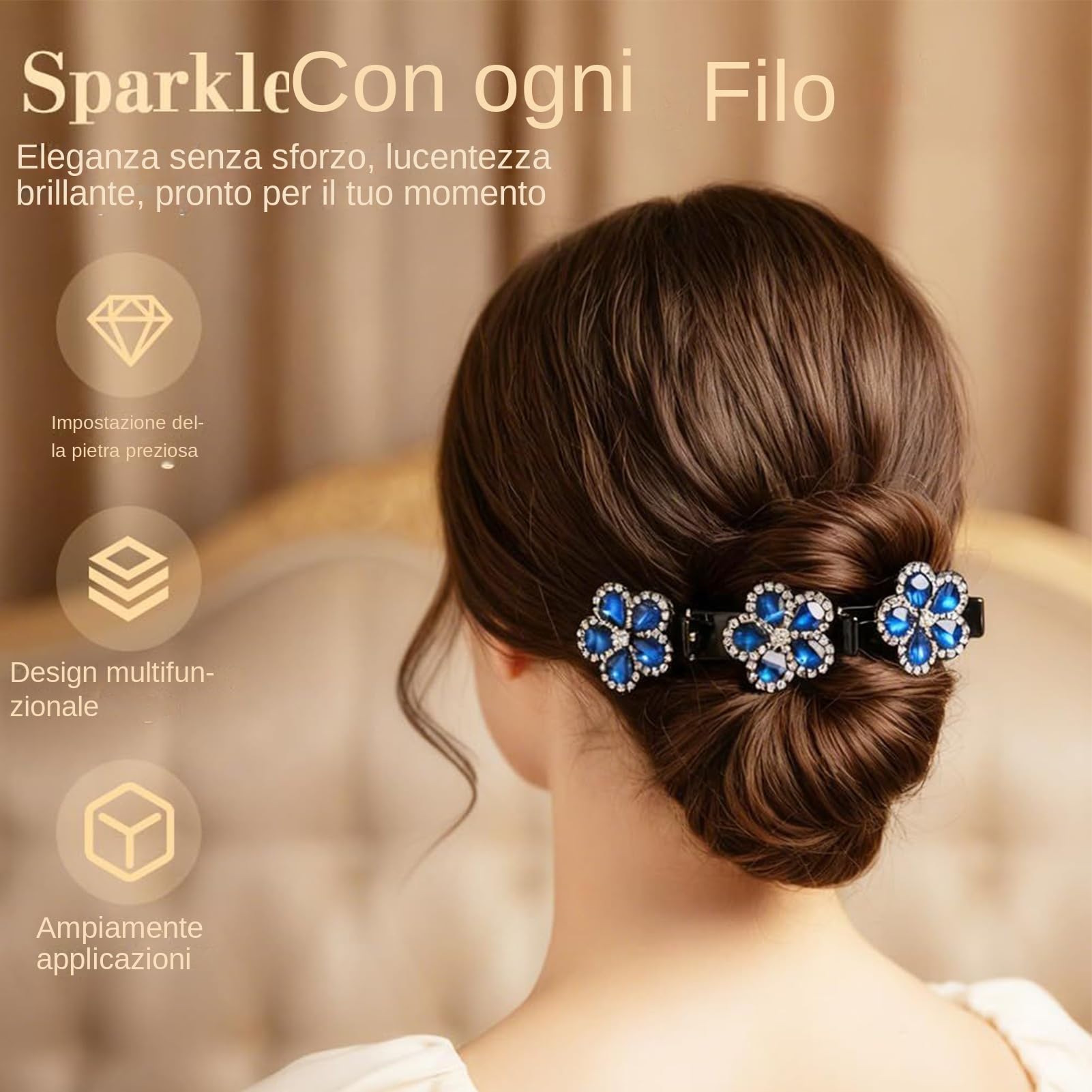 Fermaglio Per Capelli Con Cristalli Lucenti | Fermacapelli A Artiglio Per Famiglia Regali Donne Ragazze Occasioni Casual Feste Quotidiano