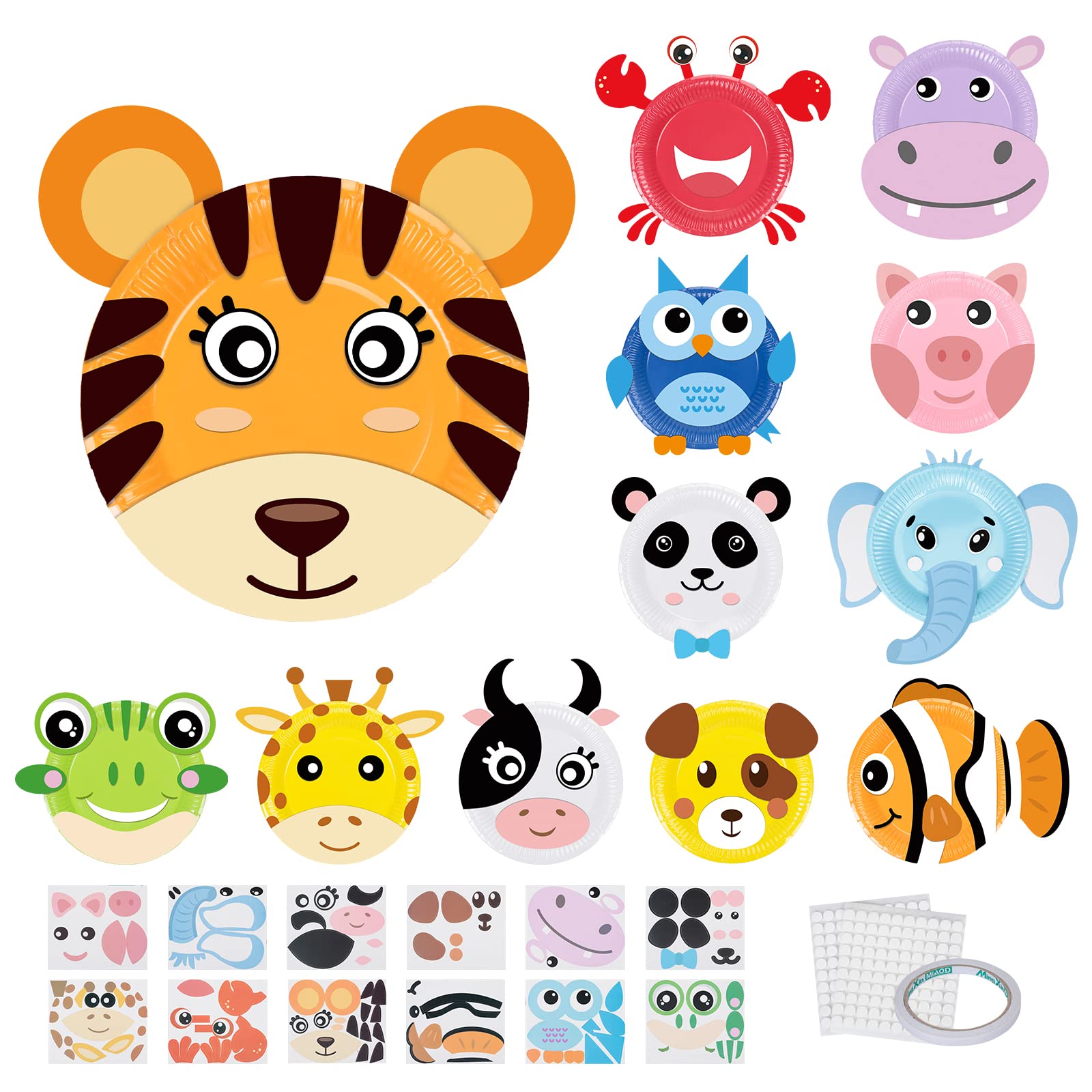 ROSEMO Arts and Crafts for Kids 12 Pack Animal Paper Plate Crafts for Kids 3 4 5 6 7 8 Year Old Girls Boys Toddler Craft Gift and Educational Toys Kit