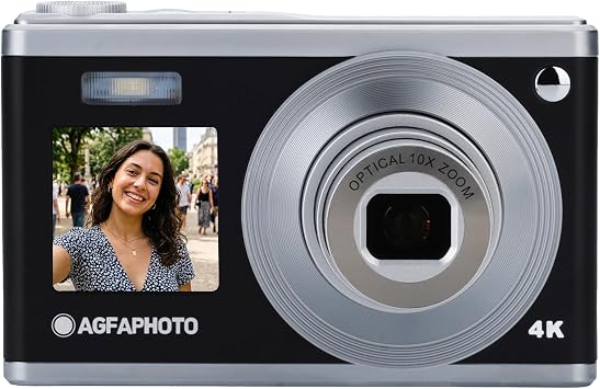 AGFA Photo Vintage Digital Camera 24MP Compact Point & Shoot with 4K Video, Dual Screen Selfie, Anti-Shake, Retro Photo Filters, Rechargeable Battery for Travel & Everyday Photography