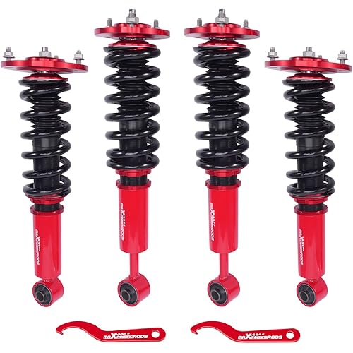 maXpeedingrods Coilovers for Ford Expedition 2003-2006, for Lincoln Navigator 2003-2006, Hight Adjustable Coilovers Suspension Kit, Preset Damping Shock Absorber Struts, Lowering Kits Red