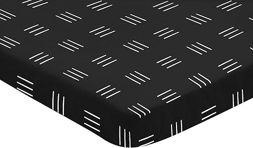 Miniatura 2 de Sweet Jojo Designs Mini sábana bajera para cuna de niño y niña, color blanco y negro, para cuna, portátil, paquete de cuna y juego, diseño