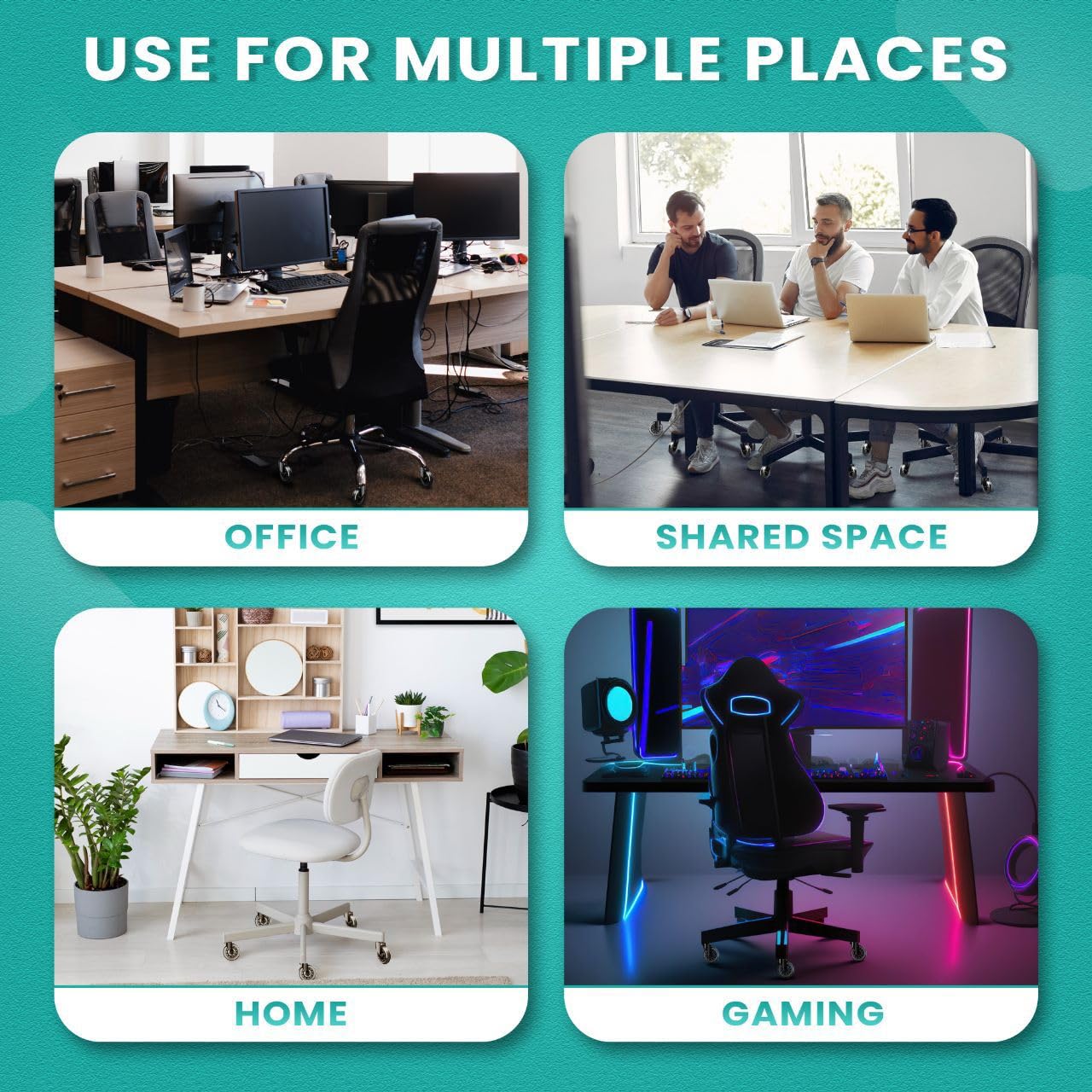 Office Chair Caster Wheels Set of 5 3 inch Heavy-Duty Replacement Rubber Wheels for Desk Gaming Chair are — view 7