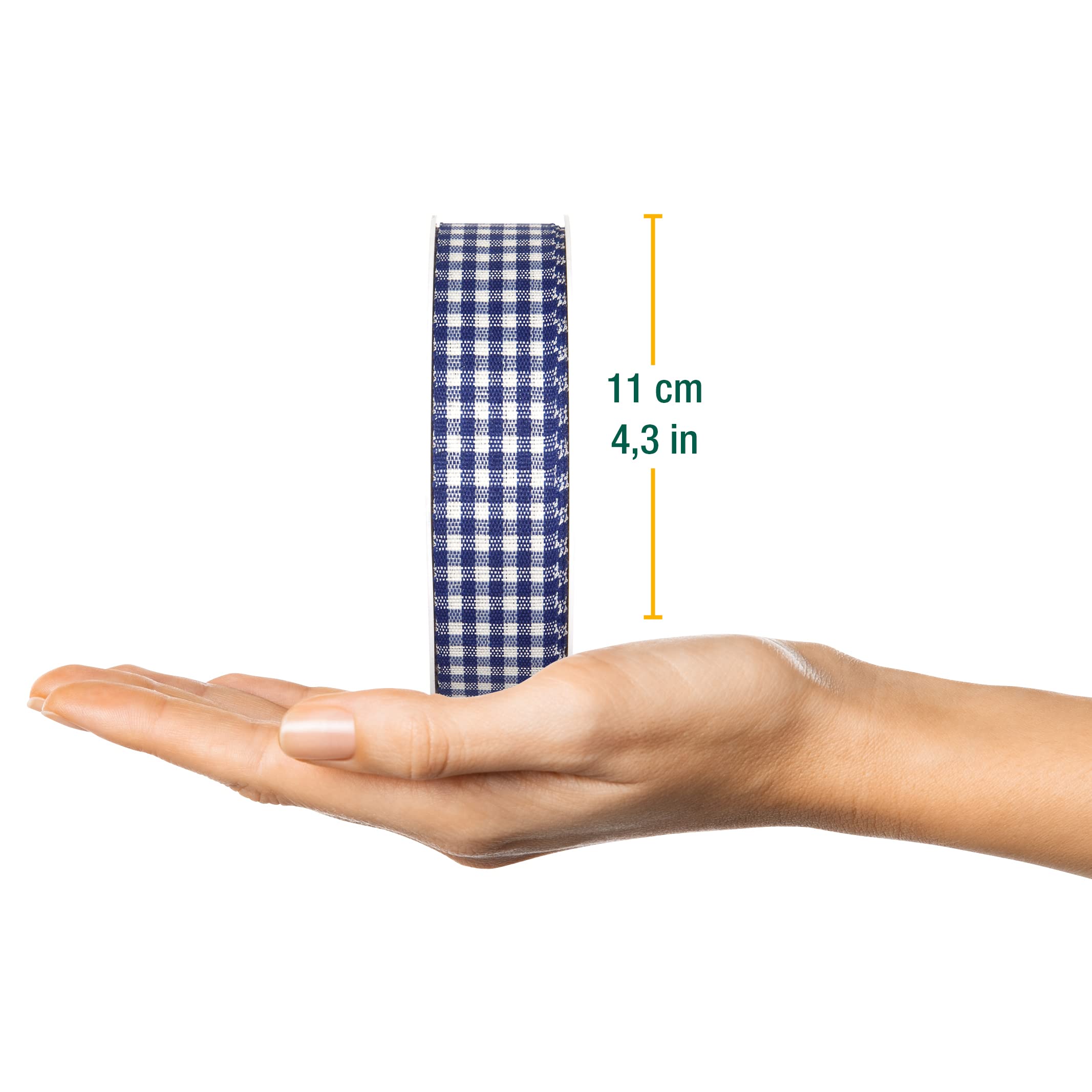 Halbach Seidenbänder Premium Vichy Chequered Gift Ribbon (Dark Blue) Width 25 mm Length 25 m Checked Ribbon Made in Germany - Image 2