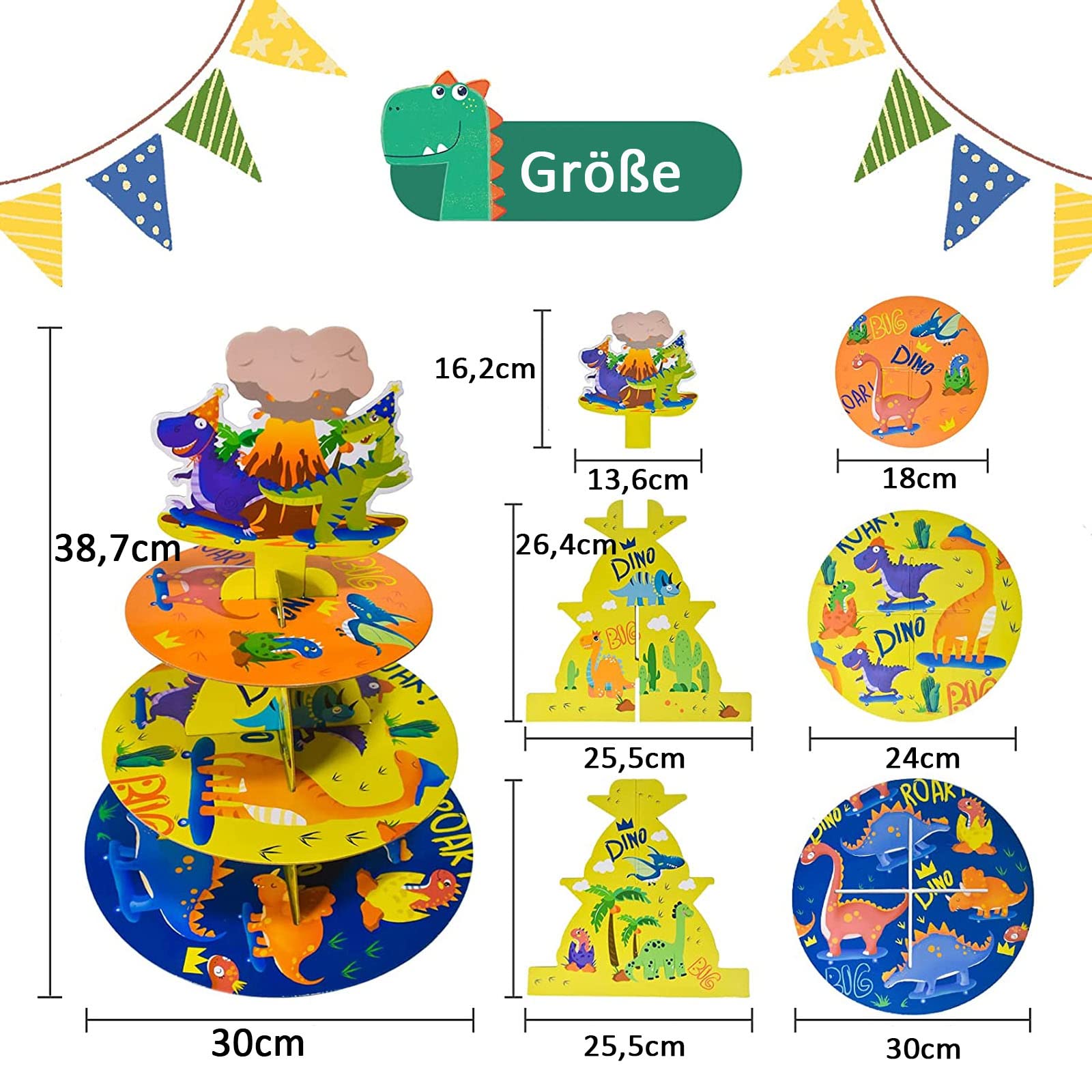 Dinosaurus taart en cupcake decoratie