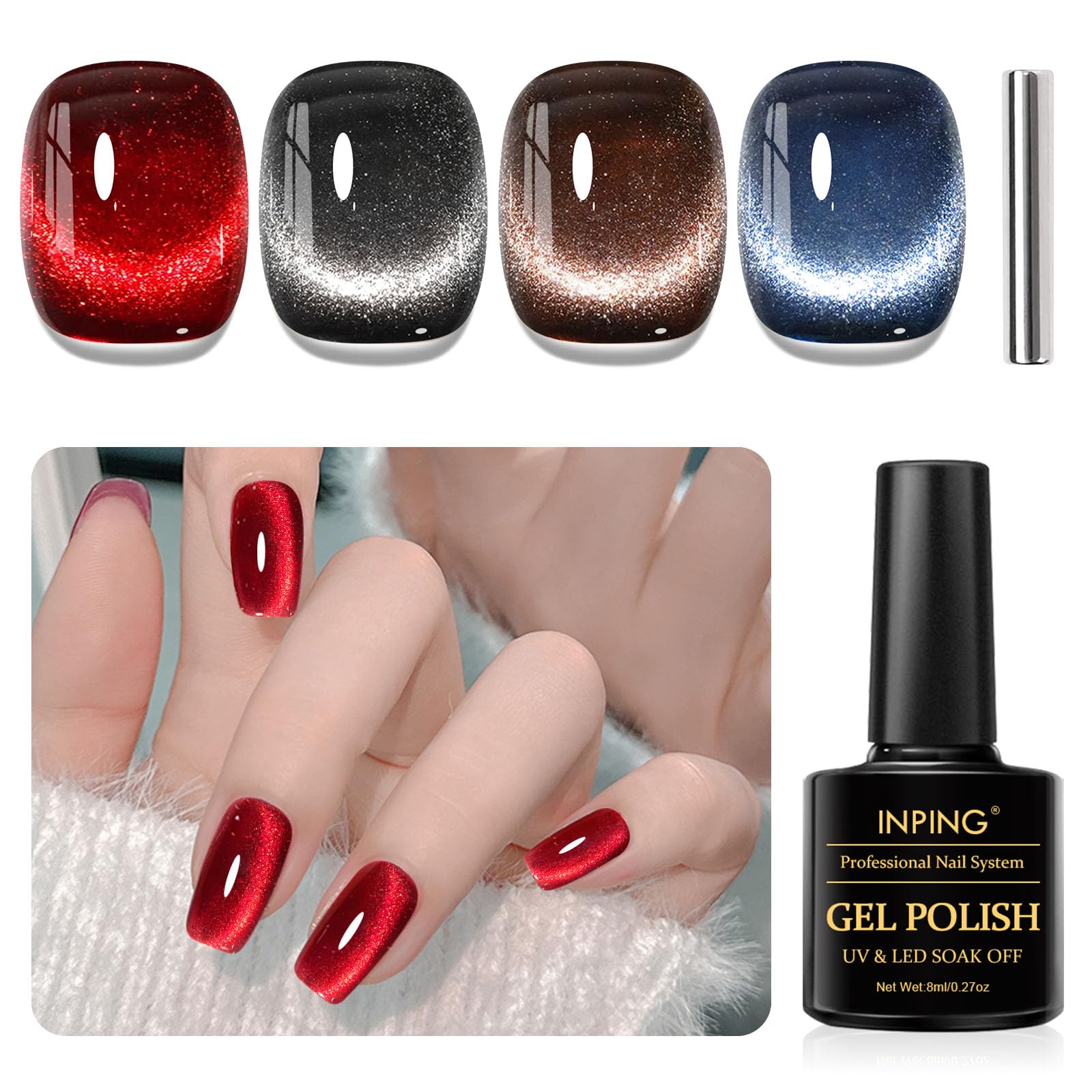 INPING 6 Farben Gel-Nagellack, Farben Der Ganzen Saison Im Frühling Sommer Herbst Winter UV Nagellack oak Off LED Langlebige Gelnägel für zu Hause Nail Art Design Maniküre Kit