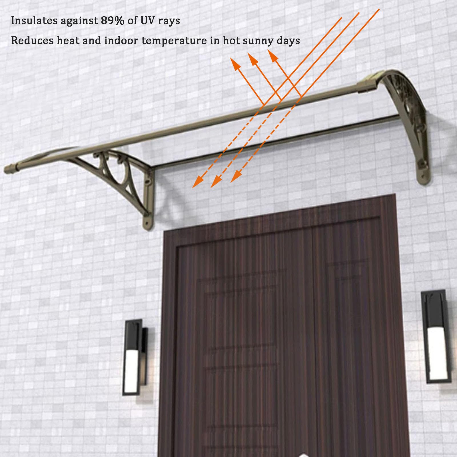 Pensilina Esterna In Policarbonato - Tettoia Per Porta/Finestra 45x150 Cm, Impermeabile, Anti-UV, Resistente A Vento E Grandine