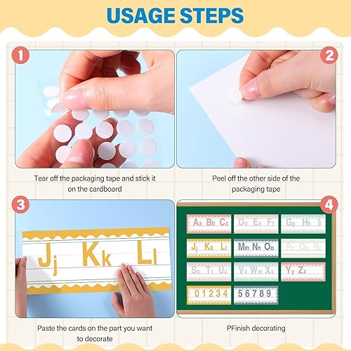 Miniatura 4 de Janlaugh 11 tablones de anuncios del alfabeto, alfabeto ABC número 0-9, tiras de pared para aula, decoración de pared con 50 puntos adhesivos para