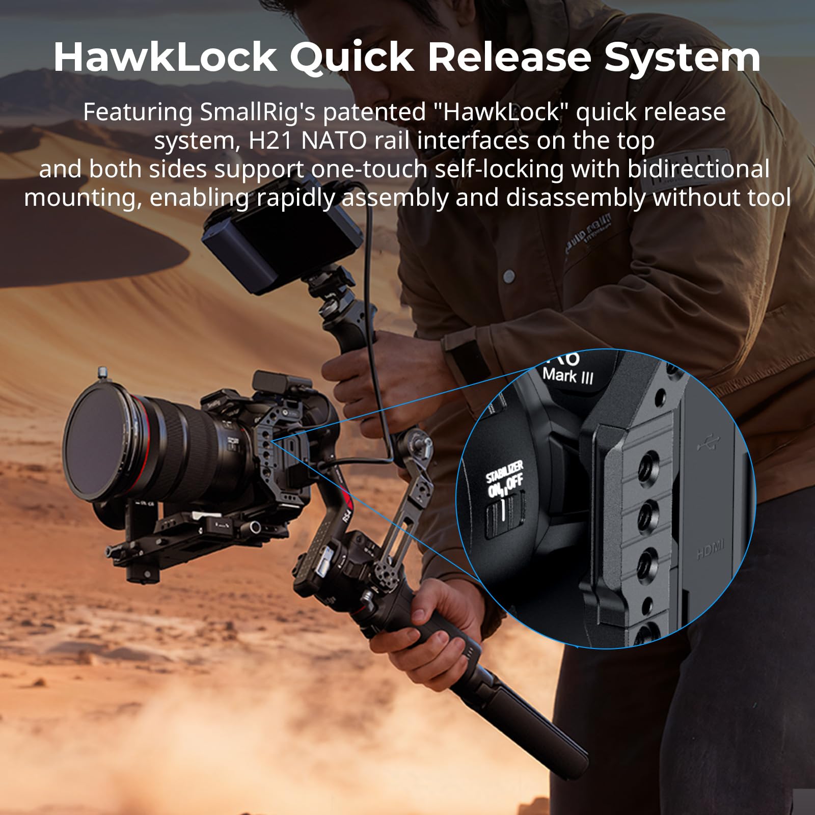 SmallRig HawkLock - Mezza gabbia a sgancio rapido per Canon EOS R6 Mark III / R6 Mark II / R5 Mark II 5953
